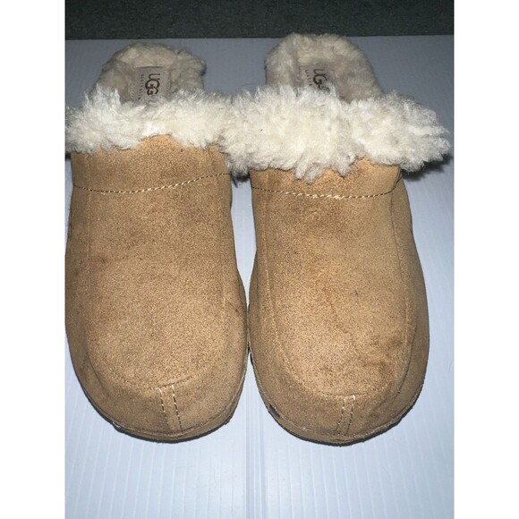 UGG Australia Women's Kalie Brown Suede Shoes US 8 Shearling Wooden Clogs Mules - Picture 1 of 12